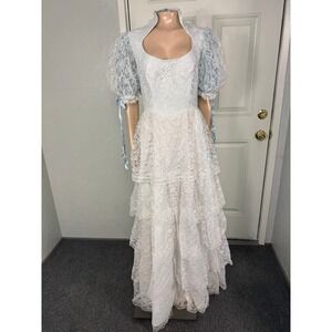 Vintage 70s 80s Dance Allure  Dress 14 Prom Lace Renaissance Formal Evening II14